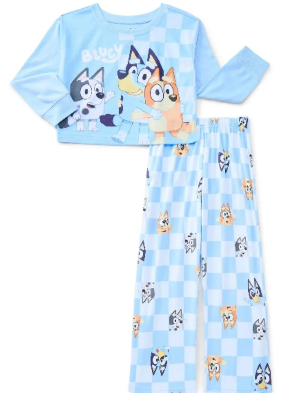 7/8 Bluey & Wonder Nation Girls Long Sleeve Top & Pants 2-Piece Pajama Set
